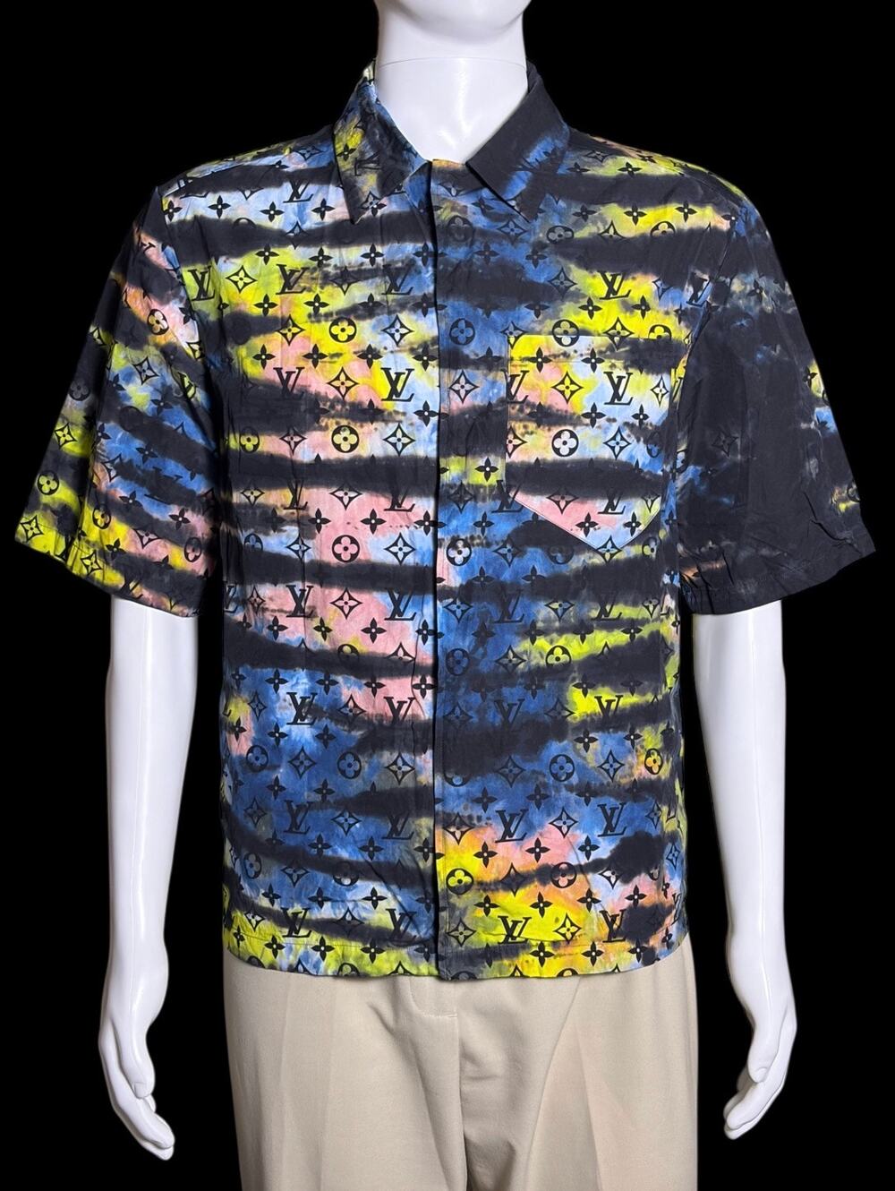 Archival Authentic FW21 Abloh Louis Vuitton Zipped Monogram Tie-Dye Shirt Medium